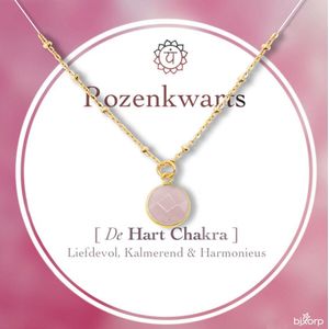 Bixorp Rozenkwarts Chakra Ketting met 18k Verguld Goud - Edelsteen Hanger - Roestvrij Staal - 36cm + 8cm verstelbaar