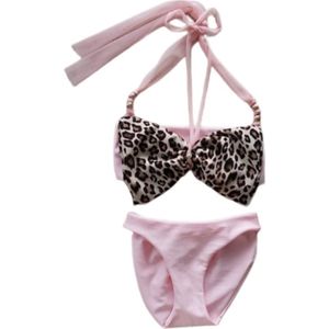 Maat 56 Bikini roze panter strik dierenprint Baby en kind zwemkleding roze