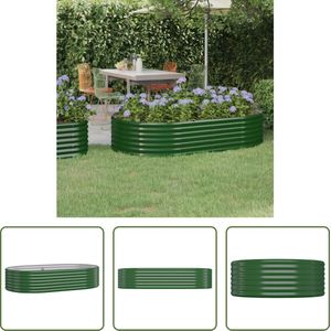 The Living Store Ovale plantenbak - Staal - 175 x 100 x 36 cm - Groen