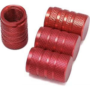 TT-products ventieldoppen 3-rings Red aluminium 4 stuks rood - auto ventieldop - ventieldopjes