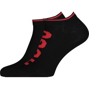 HUGO logo sokken (2-pack) - heren enkelsokken - zwart - Maat: 39-42