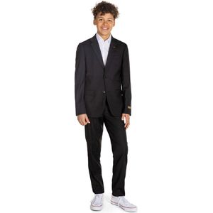 OppoSuits Daily Deep Black - Casual Tiener Pak - Voor Bruiloften, Schoolfeesten en Casual Chic - Inclusief Pantalon en Blazer - Zwart - Maat: EU 134/140 - 10 Jaar