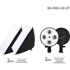 Sh Fotografie Softbox Licht Kit Vier Lamp Houders Continu Licht Systeem Met E27 Fotografische Lamp Accessoires Fotostudio