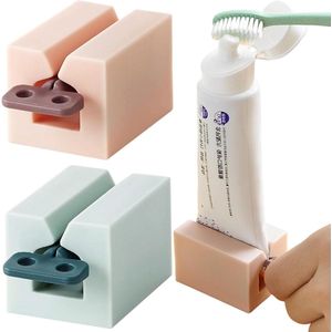 2 STKS Plastic Rolling Tube Tandpasta Squeezer en Dispenser met Draaien Tandpasta Seat Houder Stand voor Badkamer en Keuken