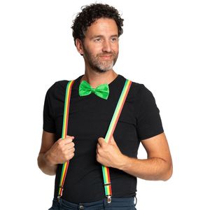 Carnaval verkleedset bretels en strik Limburg - rood/geel/groen - volwassenen/unisex - feestkleding