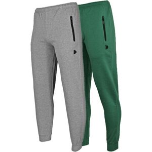 2- Pack Donnay Joggingbroek met elastiek - Sportbroek - Heren - Maat 3XL - Forrest green/Silver-marl (534)