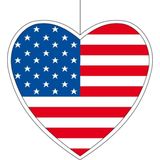 Hangdecoratie hart Amerika14 cm - Amerikaanse vlag WK landen versiering