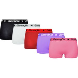 Dames Onderbroek Katoen - Boxershort 5-pack - Korte Pijp - Maat L - Zwart/ wit/ rood/ lila/ roze