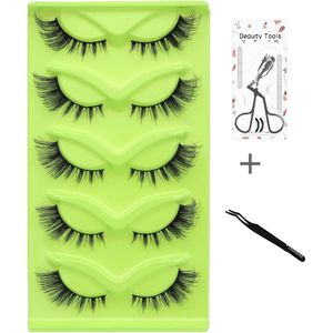 5 paar Nepwimpers-3D valse wimpers-dik-driedimensionaal-gratis wimperkam -gratis wimperkam-17mm-zwart