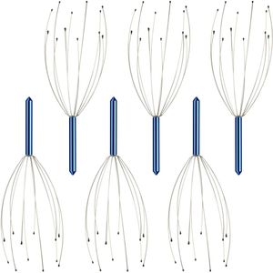 6x hoofdmassage spin - blauw - hoofd massage - 12 armen - hoofdspin - 24,5 cm