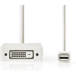 Nedis Mini DisplayPort-Kabel - DisplayPort 1.2 - Mini-DisplayPort Male - DVI-D 24+1-Pins Female / HDMI Input / VGA Female 15p - 21.6 Gbps - Vernikkeld - 0.20 m - Rond - PVC - Wit - Blister