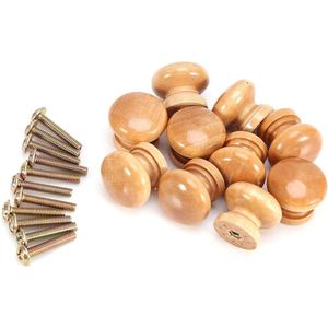 Houten Meubels Trekhendel Keukenkast Ladekast Deurknop Ronde Kast Meubelknoppen Glas Hout Metalen Deuren Lade Handvat - 10 Stuks met Schroeven (Klein formaat 24MM)