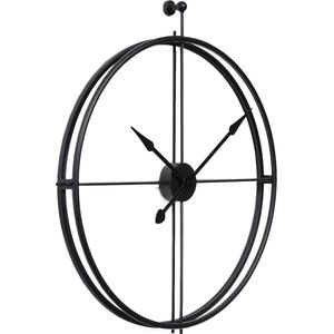 LW Collection XL wandklok zwart 80cm - grote industriële wandklok - Moderne wandklok - Wandklok industrieel stil uurwerk