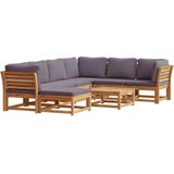 vidaXL - 8-delige - Loungeset - met - kussens - massief - acaciahout