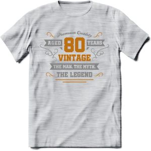 80 Jaar Legend T-Shirt | Goud - Zilver | Grappig Verjaardag Cadeau | Dames - Heren | - Licht Grijs - Gemaleerd - M