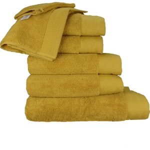 ARTG Towelzz - Complete Deluxe SET - 700 grams - Washandjes - Handdoeken - Gastendoekjes - Badhanddoeken - Strandlakens - Mosterd Geel - Mustard - 28 stuks verschillende maten