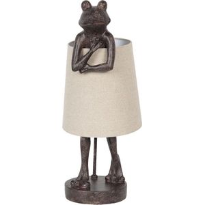 Clayre & Eef Tafellamp 23x23x56 cm Zwart Kunststof Rond Bureaulamp