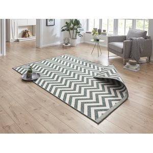 Flycarpets Omkeerbaar Vloerkleed - Binnen & Buitenkleed Palma- Groen / Creme - 240x340 cm