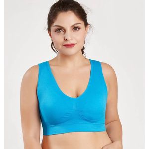 Sportchic - BH Zonder Beugel - Met Pads - Sport BH - Sportbeha - Magic Bra - Dames kleding - Premium BH - ComfortBH - Medium support BH - BH zonder Sluiting - Blauw - L