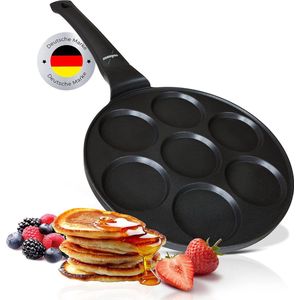 Pancake pan spiegeleipan - Ø 26 cm met [PowerShield] coating | inductie keramisch gas elektrisch | 7 x mini vorm maker eierpan voor pannenkoeken spiegelei liwances poffertjes