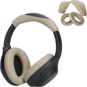 kwmobile siliconen cover voor koptelefoon - geschikt voor Sony WH-1000XM4 / WH-1000XM3 - Voor band en oorpads - 3x in beige