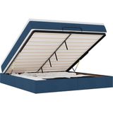 vidaXL - Ottoman - bed - met - matras - 180x200cm - stof - blauw