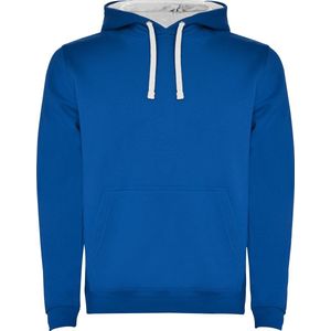 Kobalt Blauwe/Wit unisex kinder hoodie met capuchon en koord Urban merk Roly 10 jaar 134-140