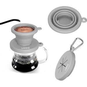 Opvouwbare koffiedruppelaar, koffiefilter, opvouwbaar siliconen, draagbare koffiefilterhouder, koffiefilter, herbruikbaar, voor thuis, camping, kantoor, café, reizen, grijs
