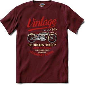 The Endless Freedom | Motor - Hobby - Vintage - T-Shirt - Unisex - Burgundy - Maat L