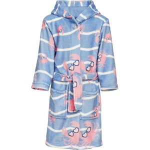 Playshoes - Fleece badjas voor meisjes - Krab - Lichtblauw/roze - maat 158-164cm (13-14 jaar)