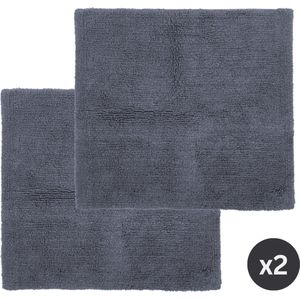 Tiseco Home Studio - Badmat RIVA - SET/2 - 100% katoen - antislip - Vierkant - 60x60 cm - Bluestone