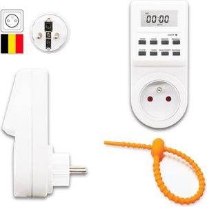 Colorful Sun® Tijdschakelaar - België - Timer stopcontact - 1 stuk - Schakelklok - Voor Binnen - Tijdschakelaars - Een hele week timer - Vierkant - Analoog - Dagprogramma - Tijdschakelklok met Kinderbeveiliging - Energiebesparing