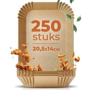 Fentic Airfryer Bakpapier voor Dual Airfryers, 250 stuks, 20,5x14cm, Bakpapier voor Ninja Dual – Geschikt voor Ninja AF300EU Af400EU SL400EU Double Stack XL – Accessoires voor Airfryers