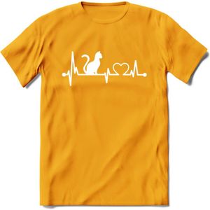 Cat Beat - Katten T-Shirt Kleding Cadeau | Dames - Heren - Unisex | Kat / Dieren shirt | Grappig Verjaardag kado | Tshirt Met Print | - Geel - XXL