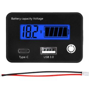 Batterijcapaciteitsmonitor Met USB- en Type-C - Spanningsmeter - Autobatterij