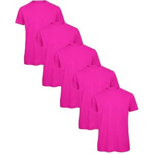Senvi 5 pack T-Shirt -100% biologisch katoen - Kleur: Fuchsia- M