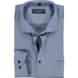 CASA MODA comfort fit overhemd - blauw twill - Strijkvrij - Boordmaat: 47