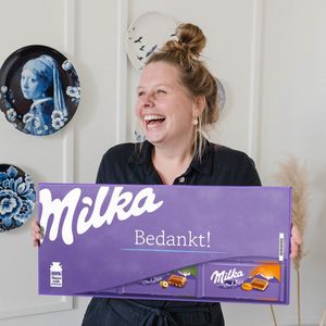 Bedankt!"" - Mega Milka 900 gram - Chocoladereep Cadeau - Chocolade