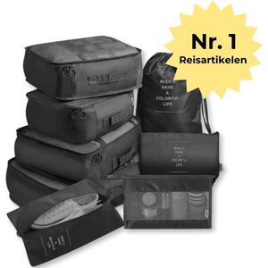 Koffer organizer set 9 - Packing cube - Koffer organizer - Packing cubes backpack - Bagage organizers - Kleding organizer - zwart