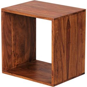 Medina Home  Winona Bijzettafel - Kubus Bijzettafel - Vierkante Bijzettafel - Sheesham Hout - Massief Houten Sheesham - 43.5 x 43.5 cm