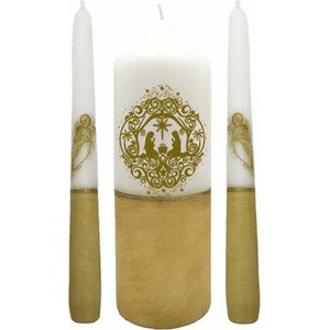 Kerstkaarsen Cadeauset Goud 3 stuks