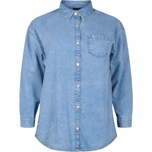 ZIZZI JEVA, L/S, SHIRT Dames Blouse - Light Blue - Maat L (50-52)