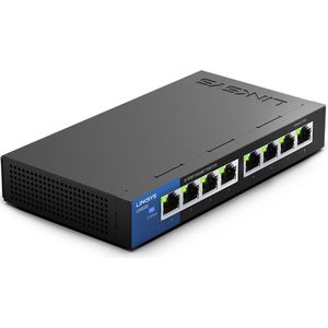 Linksys LGS108 Unmanaged Switch - Gigabit Ethernet - 8 Poorten - Eenvoudige Installatie - Blauw