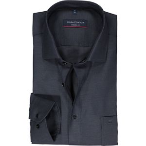 CASA MODA modern fit overhemd - dobby - antraciet - Strijkvrij - Boordmaat: 38