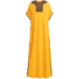 Marokkaanse Jurk Geel Onesize - pyama dames volwassenen - islamitische kleding/producten - maxi jurk/zomer jurk/huisjurk/kaftan/abaya/abaya dames