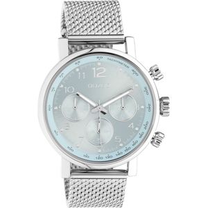 OOZOO Timepieces - zilverkleurige horloge met zilverkleurige metalen mesh armband - C10902 - Ø42
