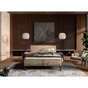 Boxspring 160x200 - Norma NEW 1884- Vlak - Meegestoffeerde Pocket Matrassen - Incl. Topper - Enjoy Champagne