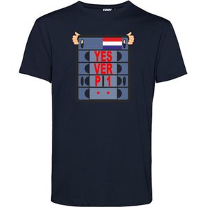 T-shirt Pit Board YES VER P1 | Formule 1 fan | Max Verstappen / Red Bull racing supporter | Navy | maat XS