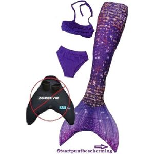 Zeemeermin staart los| Mermaid staart met bikiniset | Purple Glow | maat 110 | Zonder monovin geleverd | Nieuw model 2024!