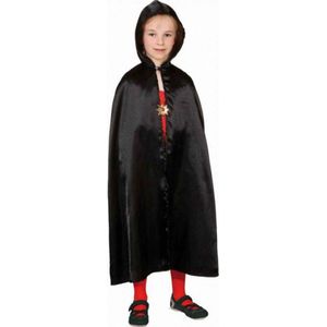 Halloween Zwarte satijnen cape voor kinderen 128-140 (7-12 jaar)